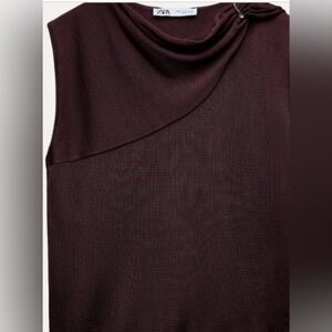 Burgundy Knit Scarf with Ring Detail